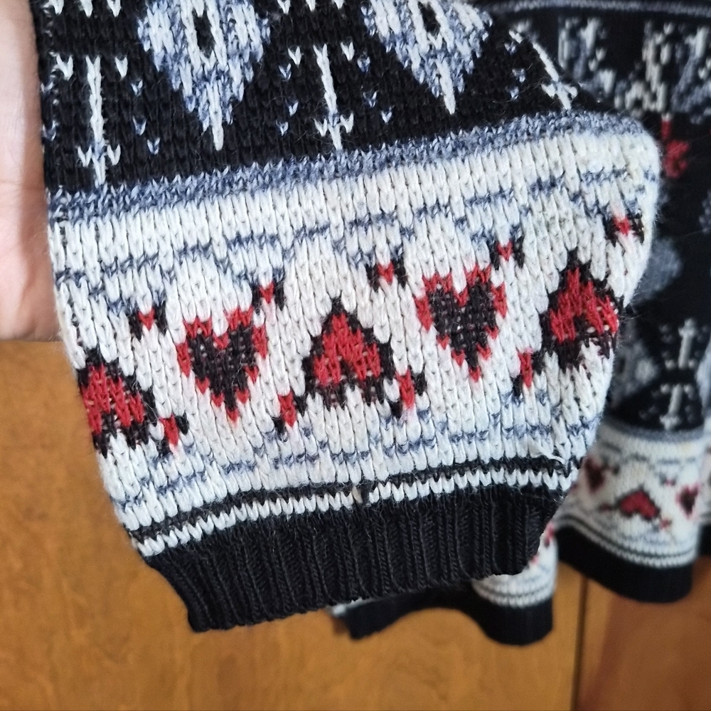 SEPARATE ISSUE Vintage Y2K Drop Shoulder Heart Print Acrylic Sweater Size Large - Picture 2 of 8
